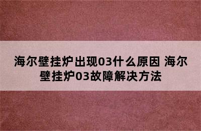 海尔壁挂炉出现03什么原因 海尔壁挂炉03故障解决方法